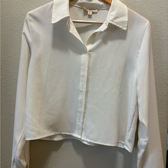 La Hearts Tops - La Hearts Classic White Button-Down Shirt